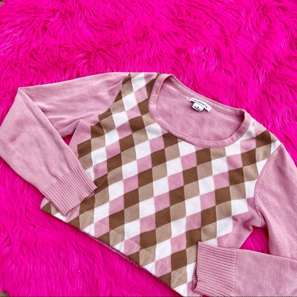 Y2K Reworked Cropped Liz Claiborne Argyle Sweater